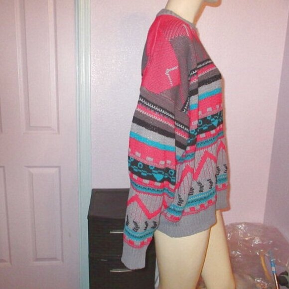 90s Vtg Sears Men's Sweater Size XL Pullover Crop Psychedelic Colorful Y2K - Picture 5 of 7